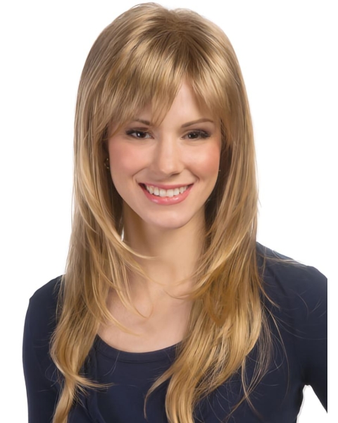 Fashionable Blonde Wavy Synthetic Long Wigs