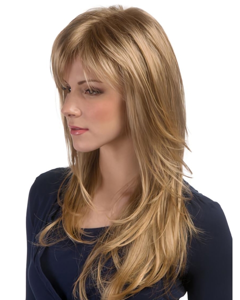 Fashionable Blonde Wavy Synthetic Long Wigs