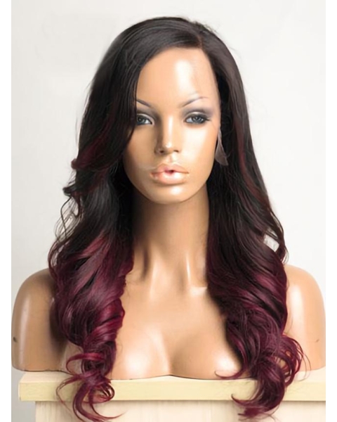 Ombre Hair Color Long Wavy 100% Human Hair Full Lace Wig