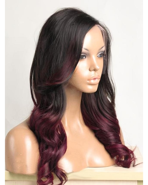 Ombre Hair Color Long Wavy 100% Human Hair Full Lace Wig