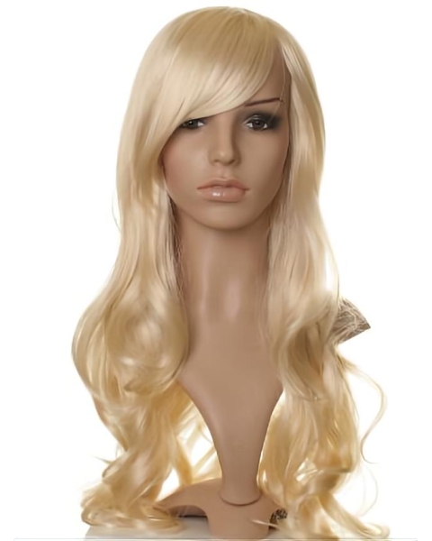 Faddish Blonde Wavy Long Synthetic Wigs