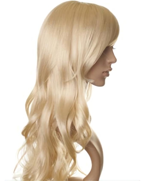 Faddish Blonde Wavy Long Synthetic Wigs