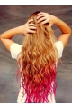 Wavy Blonde and Red to Purple Human Hair Ombre Wigs 