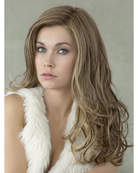 Nice Brown Wavy Long Human Hair Wigs