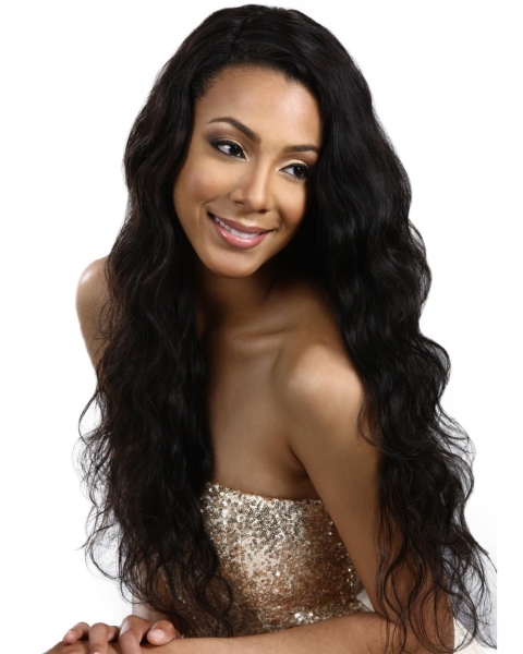 Affordable Black Wavy Long Capless Popular Wigs