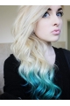 Wavy Blonde to Blue Human Hair Ombre Wigs