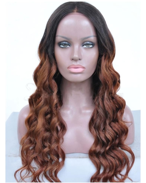 24" Long Wavy Full Lace Wigs Ombre African American Wigs