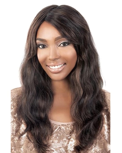 Soft Brown Wavy Long African American Wigs