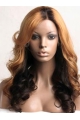 Designed 24 Inch long Wavy Style Lace Front 100% Remy Hair Ombre Wigs