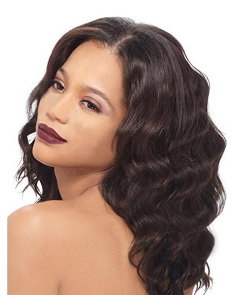 Shining Auburn Wavy Indian Remy Hair Long Wigs