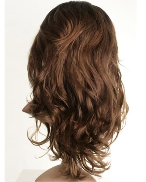 Trendy Brown Wavy Long Celebrity Wigs