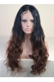 24" Long Wavy Full Lace Wigs Two Tone Ombre Wigs