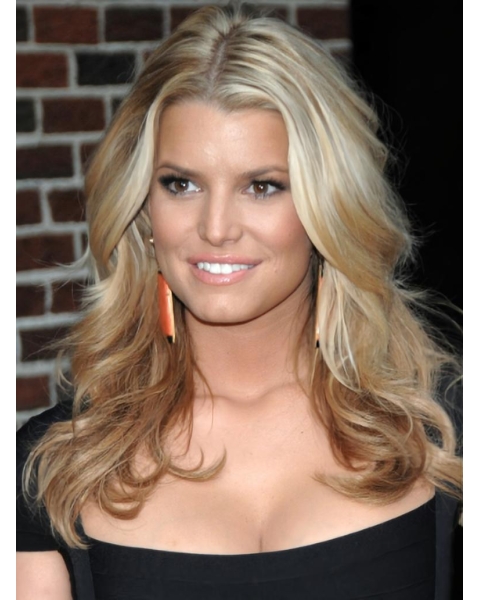 Jessica Simpson Ravishing 100% Remy Human Hair Lace Long Wavy Wig about 18 Inches