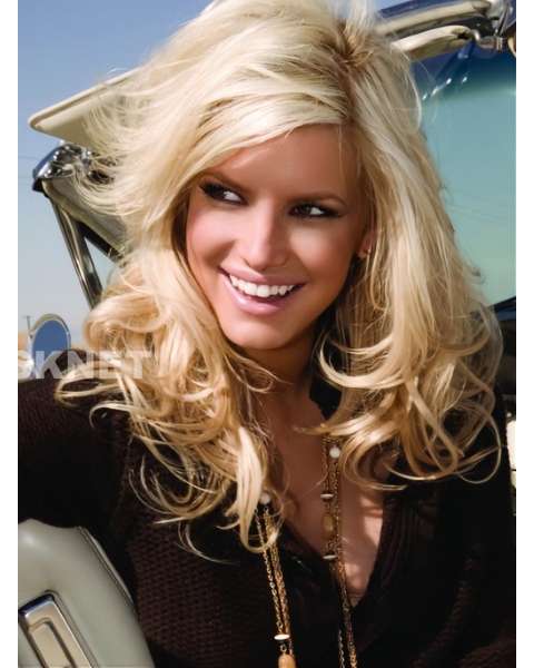 Attractive and enthusiastic long wavy lace wig about 16 inches