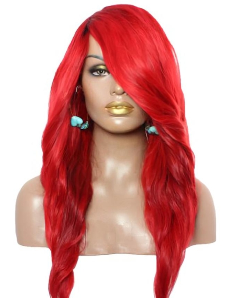 22 Inches With Side Bangs Lace Front Synthetic Wigs