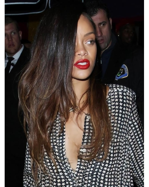 Rihanna Super Long Free Layered Full Waves Lace Human Hair Wig 24 Inches