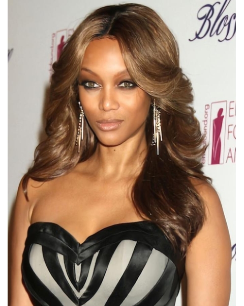 Tyra Banks Feminine Long Body-wave Style Lace Human Hair Wig 20 Inches