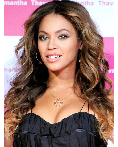 Beyonce Knowles High Quality 100% Indian Human Hair Lace Front Long Wavy Wig about 20 inches