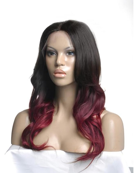 Hot Ombre Long Wavy 100% Human Hair Full Lace Wig 20 Inches