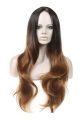 Discount 26 Inch long Wavy Style Lace Front 100% Remy Hair Ombre Wigs