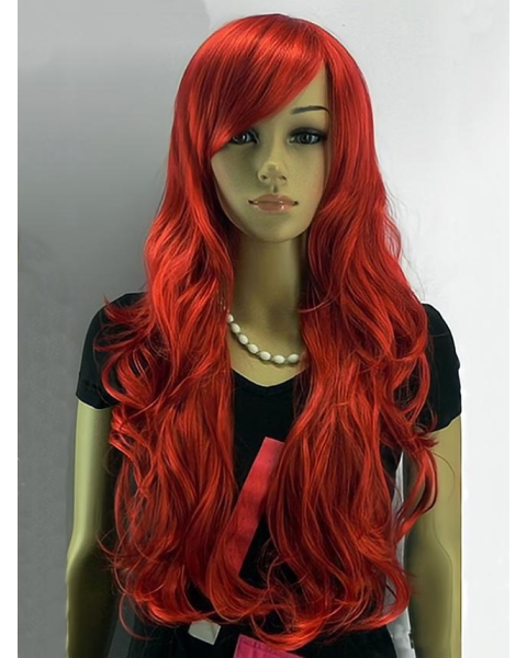 24 Inches Long Wavy Capless Synthetic Red Wigs