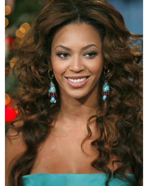 Beyonce Knowles Knock-out 100% Human Hair Long Wavy Full Lace Human Hair Wig about 22 Inches