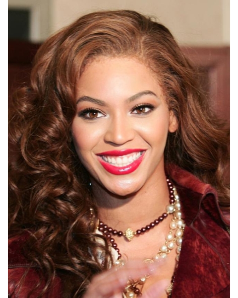 Beyonce Knowles Classic and Glamorous Human Hair Long Bouncy Spiral-curly Lace Front Wig about 16 Inches