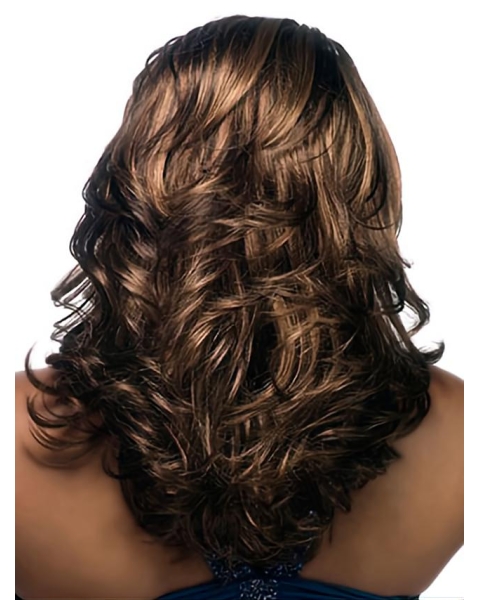 Fashion Brown Wavy Long African American Wigs