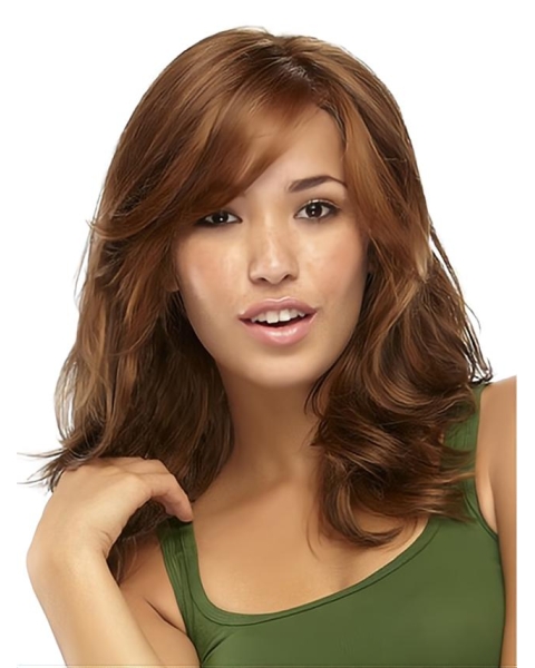 No-fuss Brown Wavy Long Synthetic Wigs