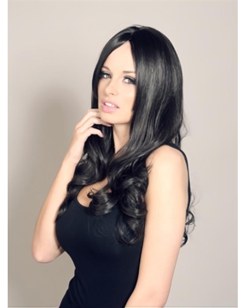 Fabulous Black Wavy Long Celebrity Wigs