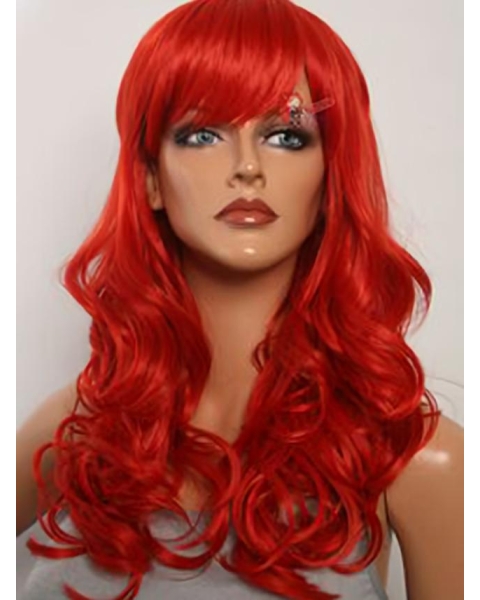 20 Inches Long Wavy Elegent Lace Front Red Synthetic Wigs