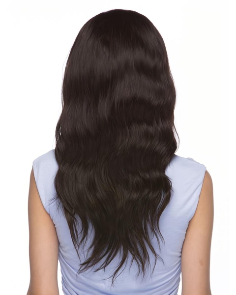 Comfortable Black Wavy Long Human Hair Wigs