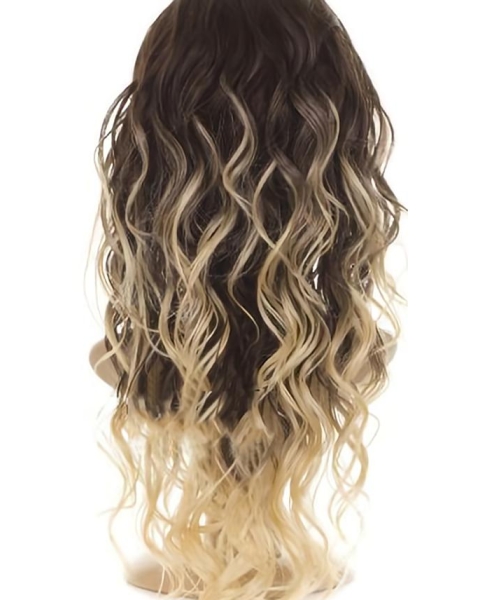 New Arrival 24 Inch long Wavy Style Lace Front 100% Remy Hair Ombre Wigs