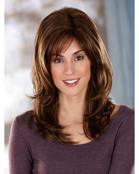 Popular Brown Wavy Long Synthetic Wigs