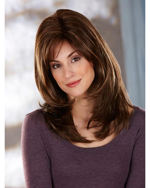 Popular Brown Wavy Long Synthetic Wigs