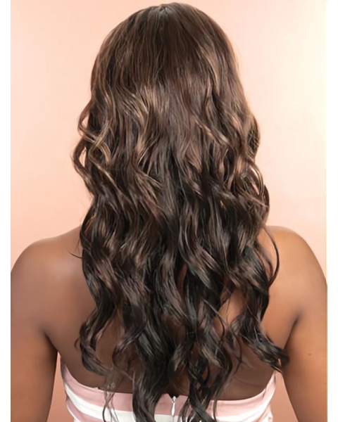 Brown Layered Wavy Gentle African American Wigs