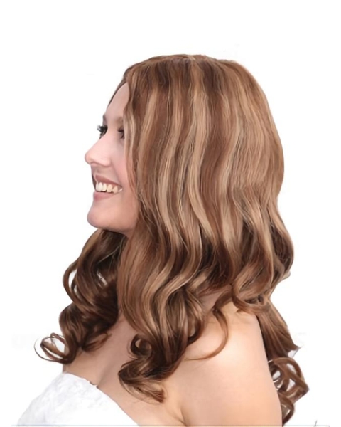 Brown Wavy Remy Human Hair Gorgeous Long Wigs