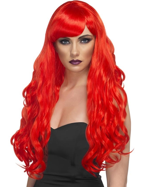 Sexy 24 Inches Long Wavy Lace Front Red Synthetic Wigs