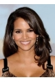 Halle Berry Feminine and Intellectual Long Layered Wavy Lace Front Human Hair Wig 16 Inches