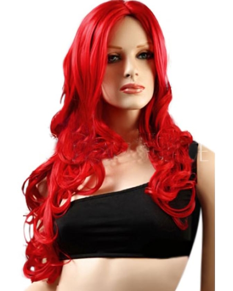 Classic Red Long Wavy 22 Inches Lace Front Synthetic Wigs