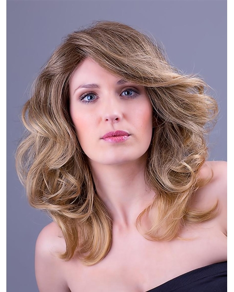 Wavy Blonde 14" Layered Monofilament Synthetic Wigs Long