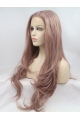 Long Pink Layered 26" Lace Front Wavy Synthetic Wigs