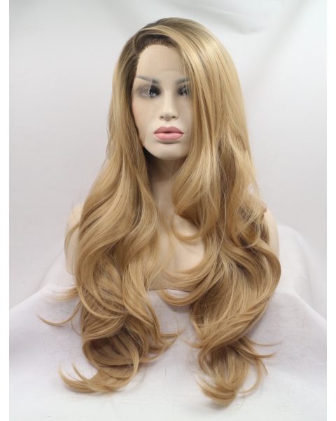 Long Blonde Layered 27" Lace Front Wavy Synthetic Wigs