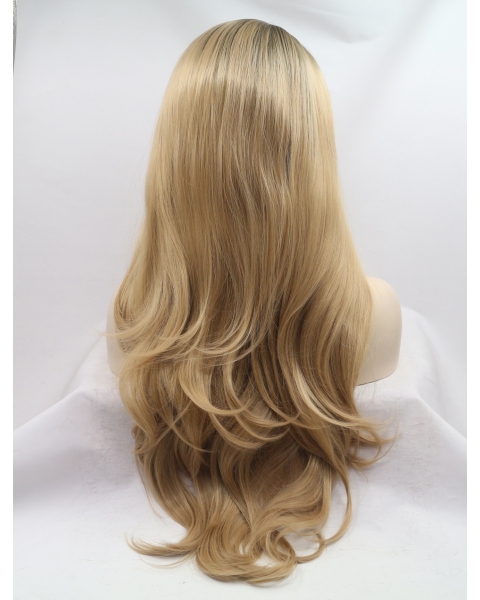 Long Blonde Layered 27" Lace Front Wavy Synthetic Wigs