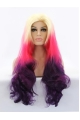 Long Ombre/2 Tone Without Bangs 30" Lace Front Wavy Synthetic Wigs