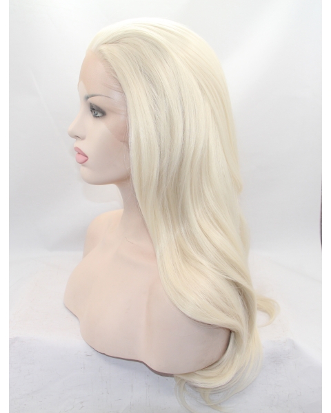 20" Wavy Blonde Layered Synthetic Lace Front Long Wigs