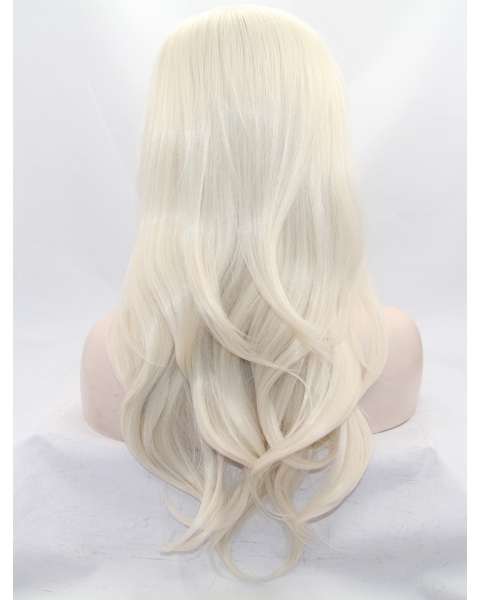 20" Wavy Blonde Layered Synthetic Lace Front Long Wigs