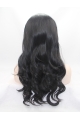 18" Wavy Black With Bangs Synthetic Lace Front Long Wigs