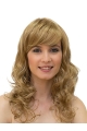 Curly Monofilament Blonde With Bangs Synthetic Ladies Long Wigs