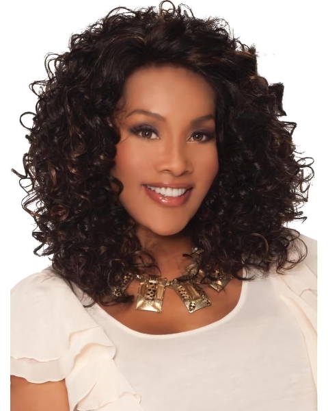 Brown 13" Curly Classic Lace Front Synthetic Wigs